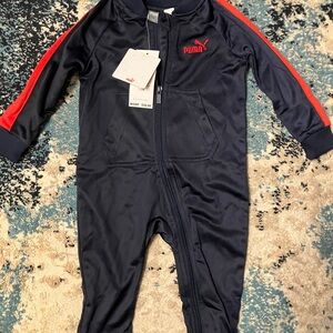 Puma Kids One Piece in Navy with Red Stripes